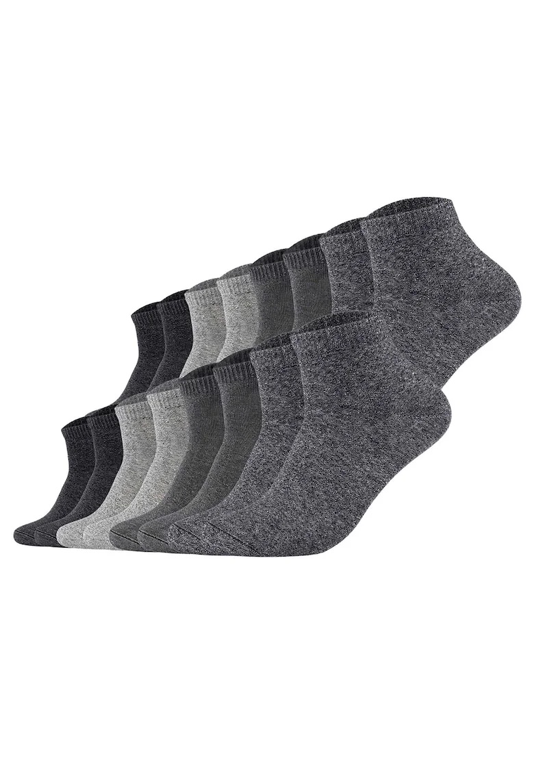 Set de 16 perechi de sosete unisex pana la glezna, Negru/Gri