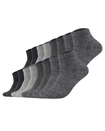 Set de 16 perechi de sosete unisex pana la glezna, Negru/Gri