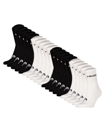 Set de 20 de perechi lungi unisex de sosete cu logo, Alb/Negru