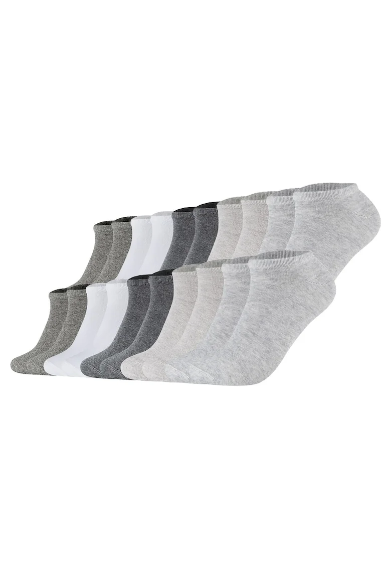 Set de 20 de perechi de sosete unisex pana la glezna, Alb/Gri