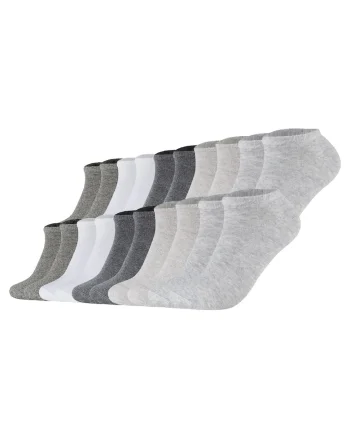 Set de 20 de perechi de sosete unisex pana la glezna, Alb/Gri
