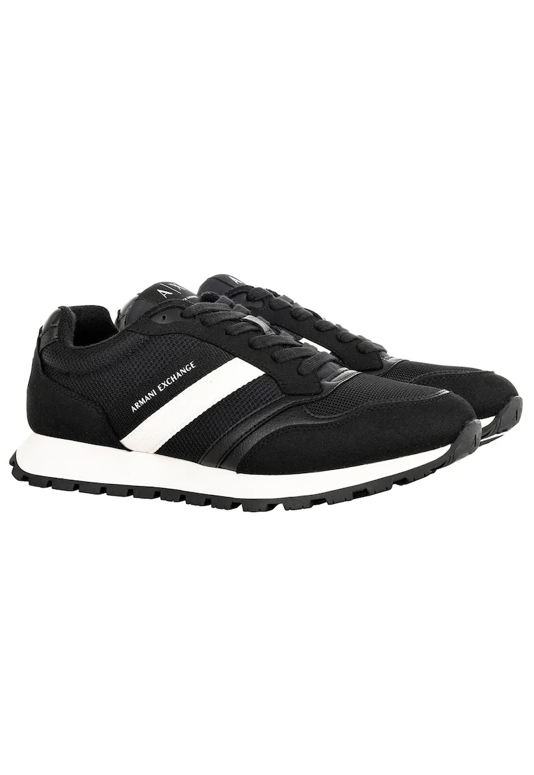 Pantofi sport cu logo si sireturi, Negru