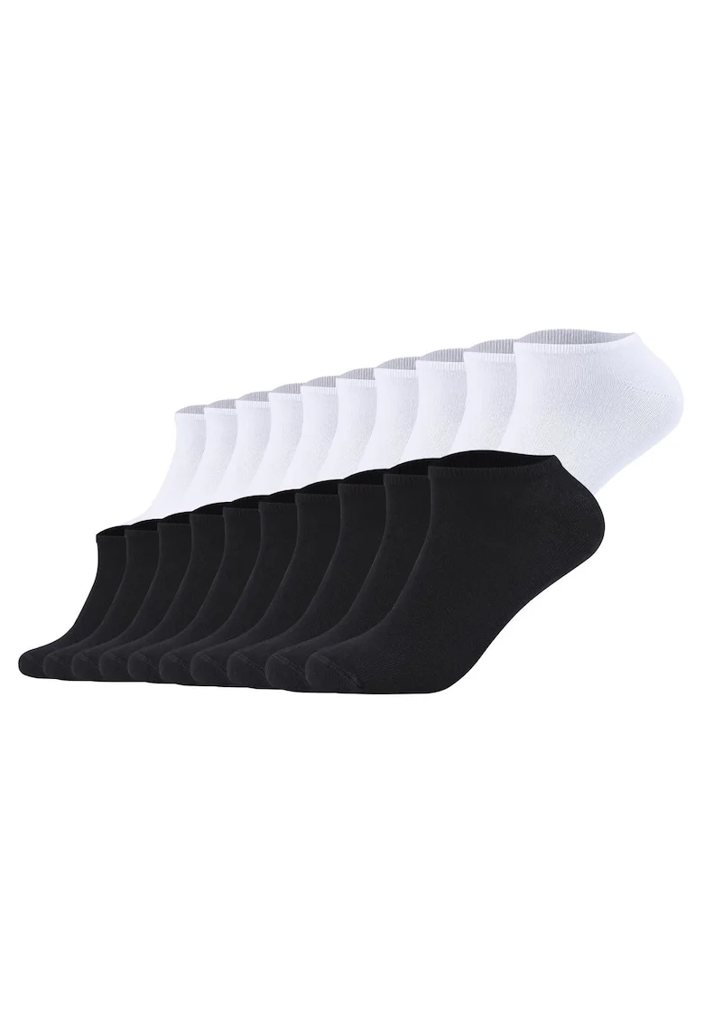 Set de 20 de perechi de sosete unisex pana la glezna, Alb/Negru
