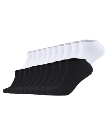 Set de 20 de perechi de sosete unisex pana la glezna, Alb/Negru
