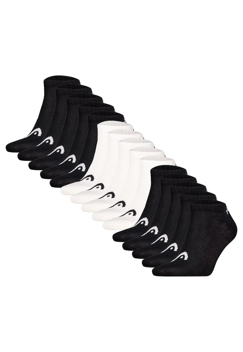 Set de 15 perechi de sosete scurte unisex All Sports, Alb/Negru