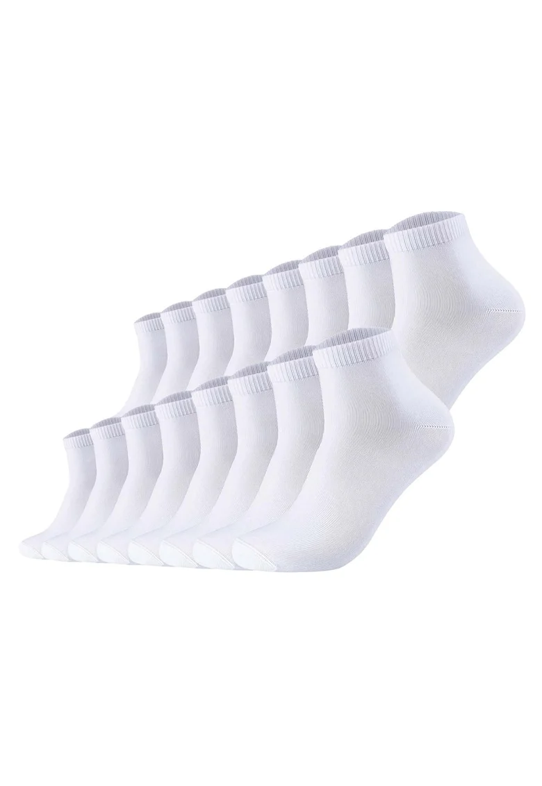 Set de 16 perechi de sosete unisex pana la glezna, Alb