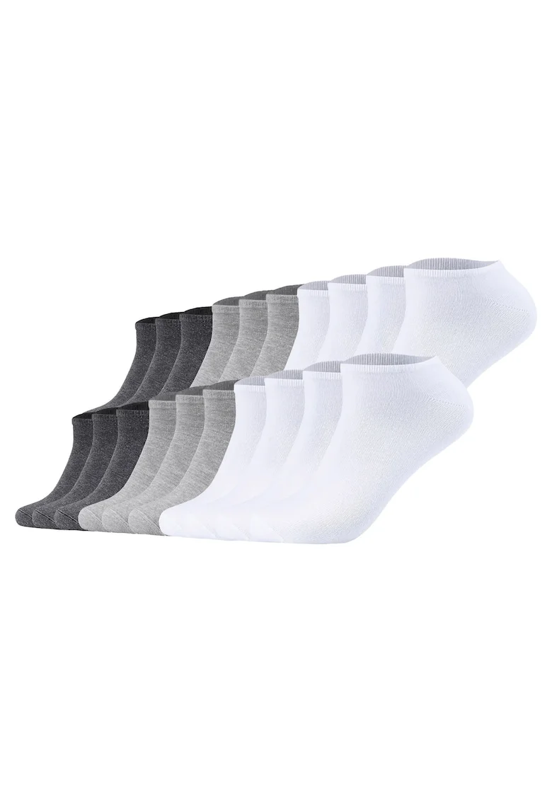 Set de 20 de perechi de sosete unisex pana la glezna, Gri/Alb murdar