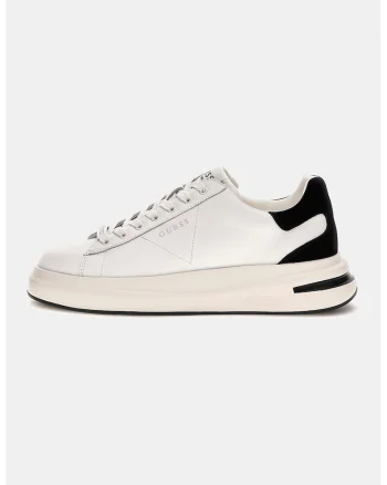 Pantofi sport wedge din piele cu garnituri din piele intoarsa, Negru/Alb murdar