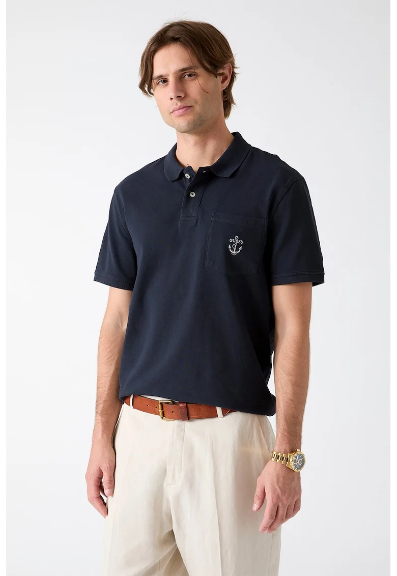 Tricou polo cu buzunar aplicat, Albastru ultramarin