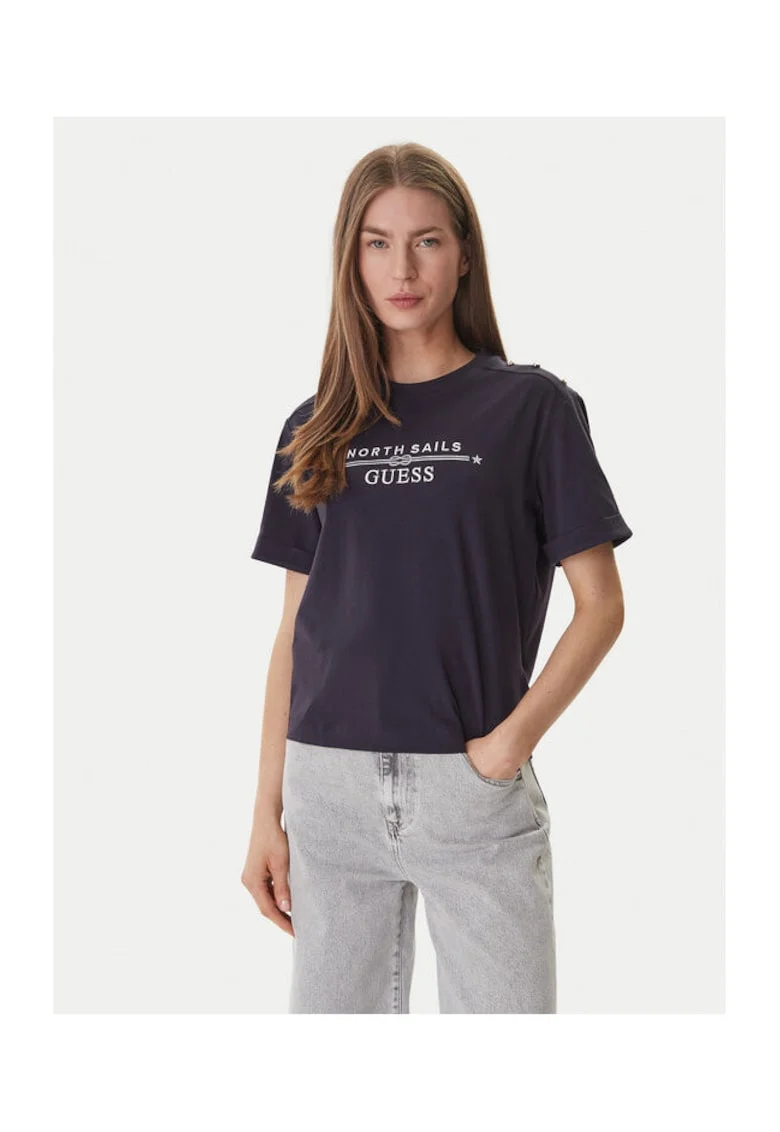 Tricou dama,  bumbac, bleumarin, 95% bumbac, 5% elastan