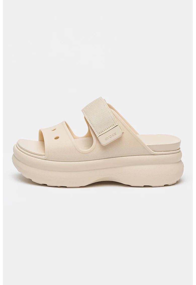 Papuci demi-wedge cu velcro Soho, Bej