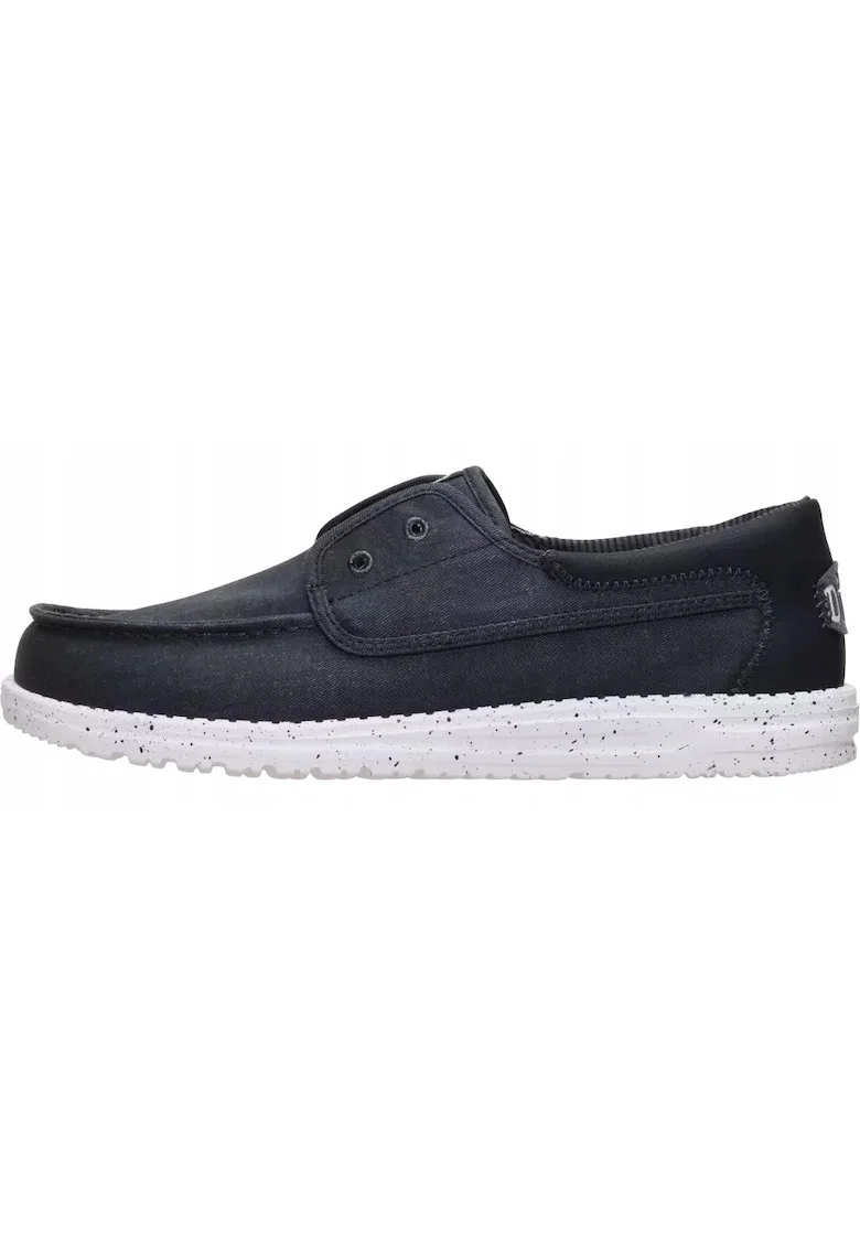 Mocasini Hey Dude, Wally Cru Stretch Canvas, Negru