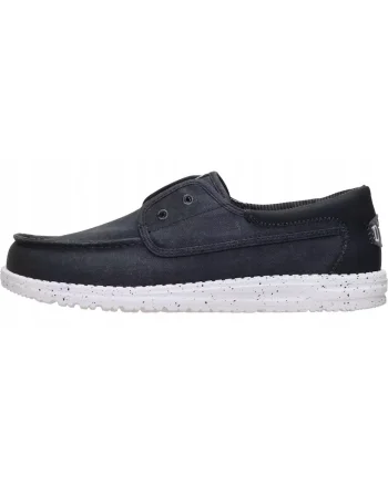 Mocasini Hey Dude, Wally Cru Stretch Canvas, Negru