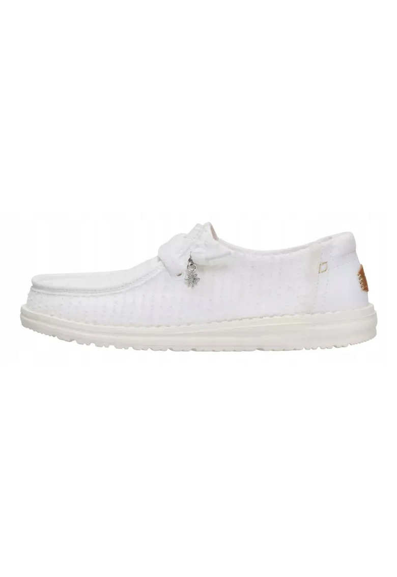 Mocasini Dama, Hey Dude, Wendy Frayed Canvas, alb, Alb