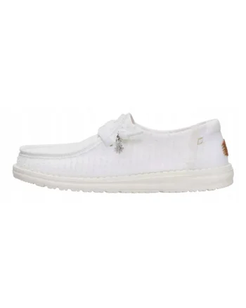 Mocasini Dama, Hey Dude, Wendy Frayed Canvas, alb, Alb