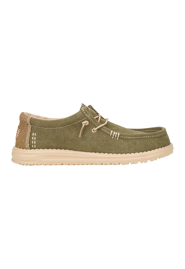 Mocasini din material textil, Verde masliniu