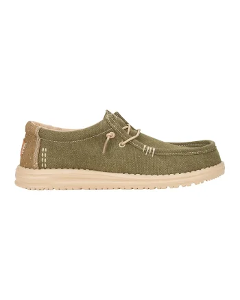 Mocasini din material textil, Verde masliniu
