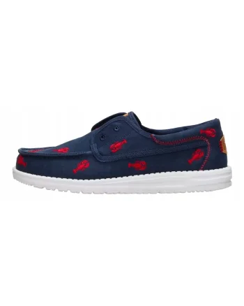 Mocasini barbati, Hey Dude, Wally Cru Embroidered, bleumarin, Albastru