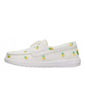 Mocasini Dama, Hey Dude, Wendy Cru Embroidered, alb multicolor, Alb