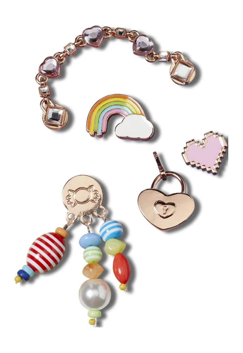Set de accesorii jibbitz - 5 piese, Auriu rose/Multicolor
