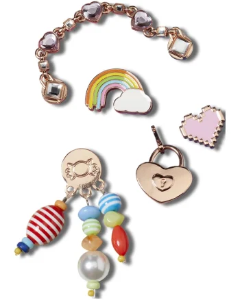 Set de accesorii jibbitz - 5 piese, Auriu rose/Multicolor