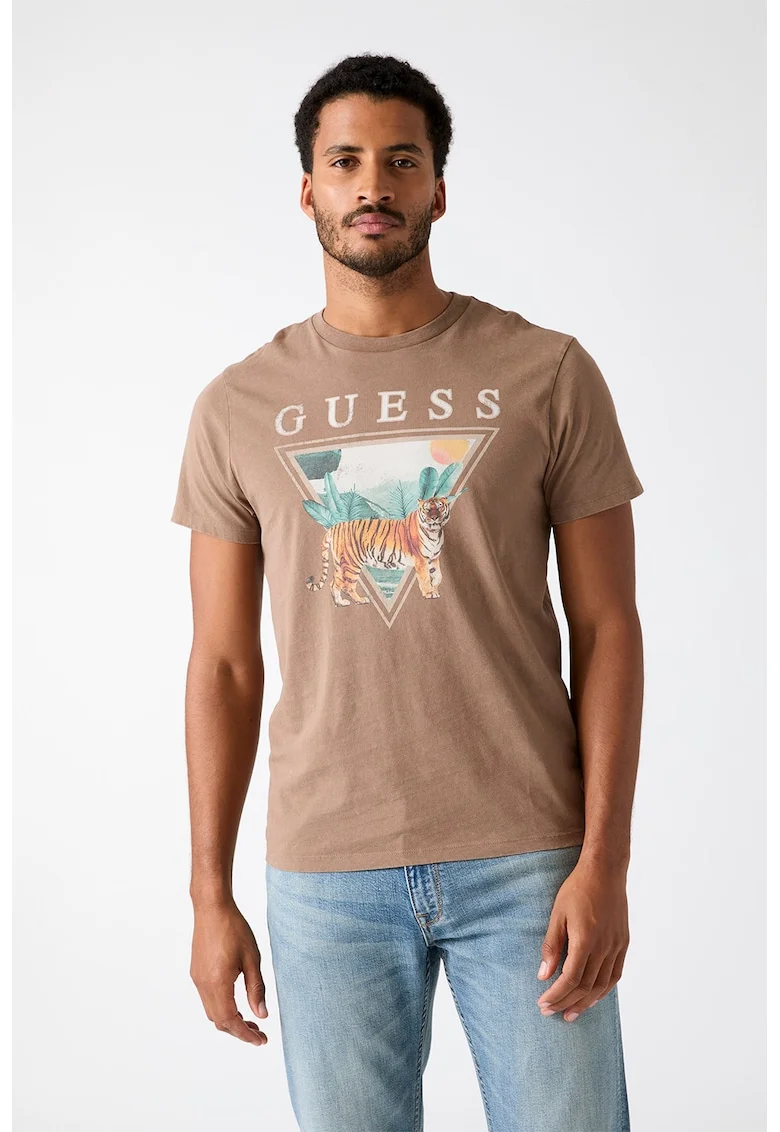 Tricou cu imprimeu logo, Portocaliu persan/Portocaliu stins/Verde aquamarin