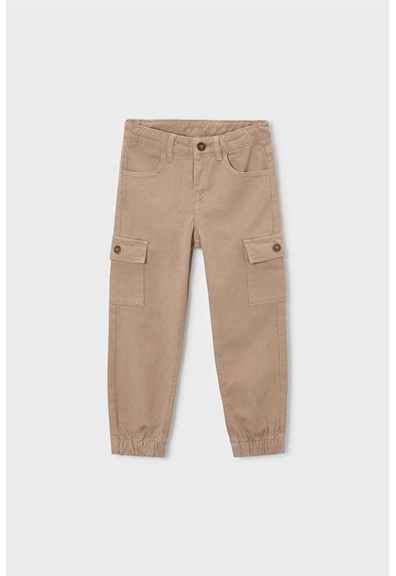Pantaloni cargo regular fit cu talie medie, Maro camel
