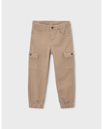 Pantaloni cargo regular fit cu talie medie, Maro camel