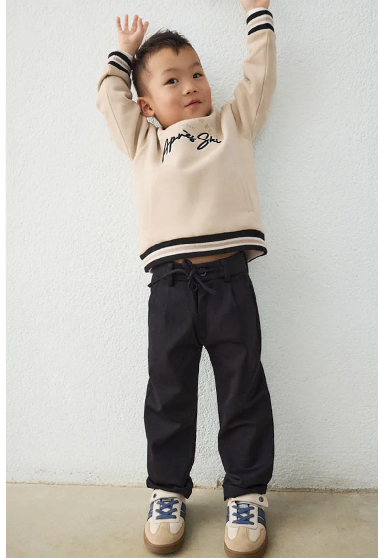 Pantaloni uni cu snur, Negru stins