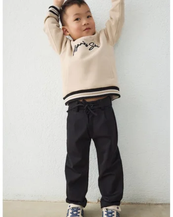 Pantaloni uni cu snur, Negru stins