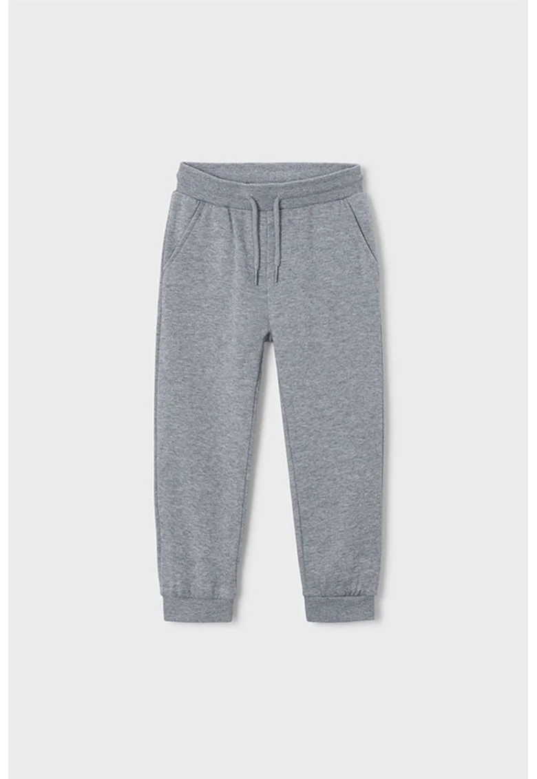 Pantaloni de trening din amestec de bumbac cu snur de ajustare, Gri inchis