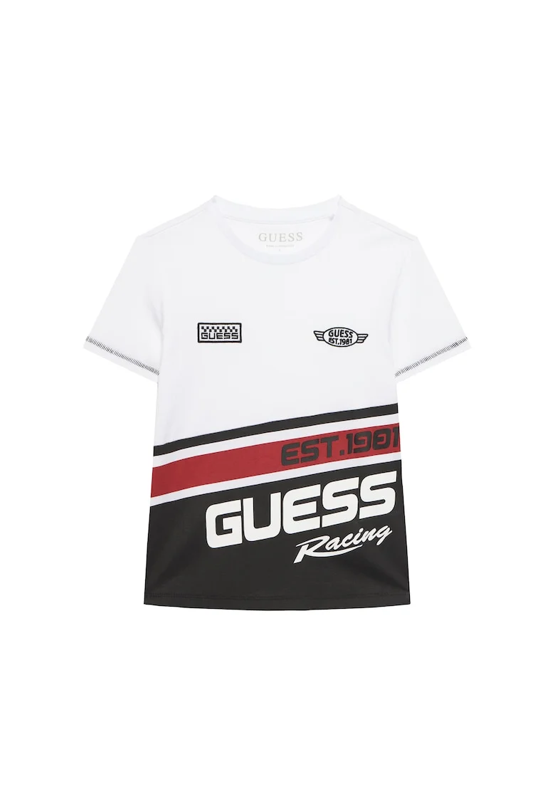 Tricou  pentru băieți, bumbac alb cu model, Alb