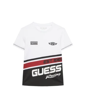 Tricou  pentru băieți, bumbac alb cu model, Alb
