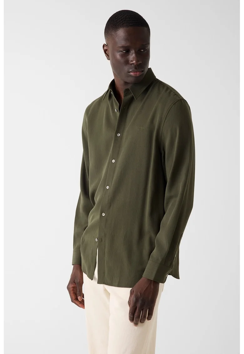 Camasa relaxed fit din lyocell, Verde stins