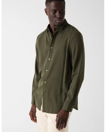 Camasa relaxed fit din lyocell, Verde stins