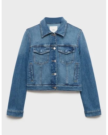 Jacheta din denim cu buzunare multiple, Albastru