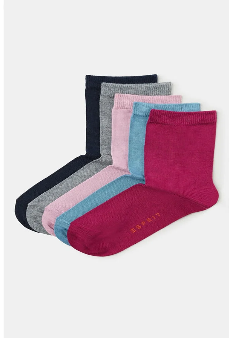 Set de sosete lungi cu amestec de bumbac organic Esprit - 5 perechi, Multicolor