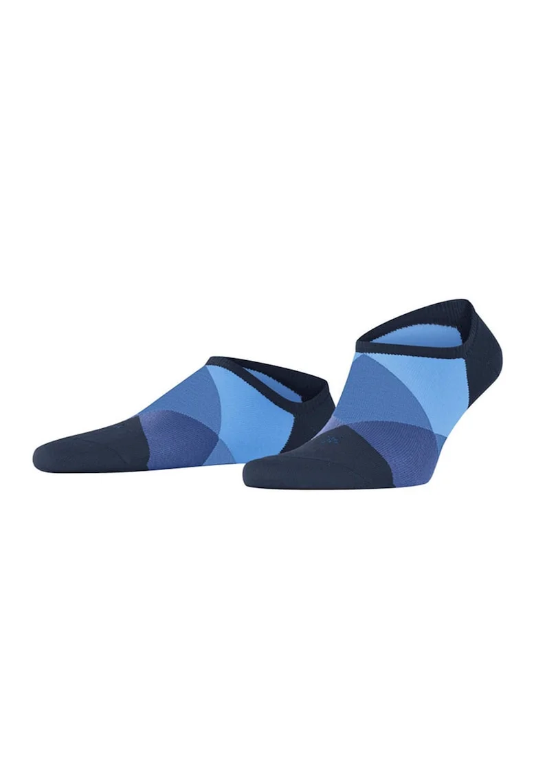 Sosete pana la glezna din amestec de bumbac organic cu model argyle, Negru/Albastru inchis