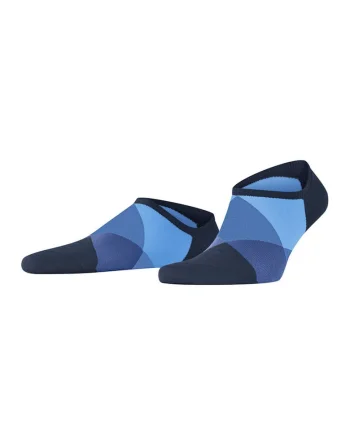 Sosete pana la glezna din amestec de bumbac organic cu model argyle, Negru/Albastru inchis