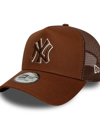 Sapca New Era MLB Outline New York Yankees  9FORTY E-Frame Trucker Adjustable Cap Brown