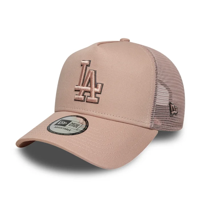 Sapca New Era  MLB Outline LA Dodgers  9FORTY E-Frame Trucker Adjustable Cap Pastel Pink