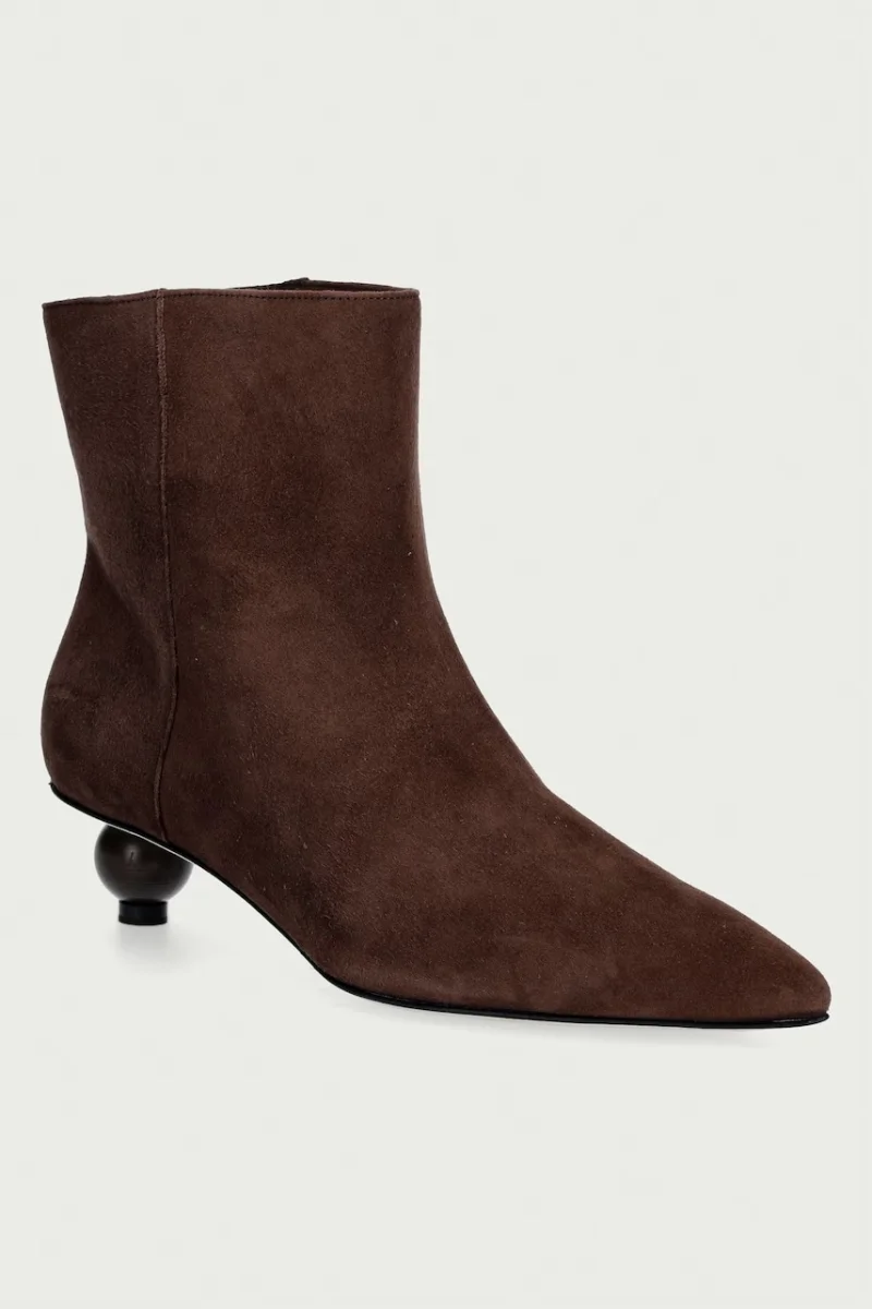 Weekend Max Mara botine cu toc jos pentru femei din piele întoarsă
