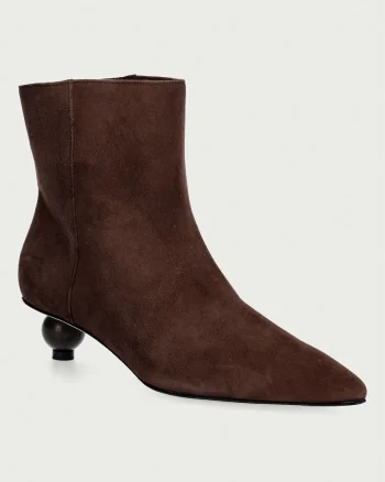 Weekend Max Mara botine cu toc jos pentru femei din piele întoarsă
