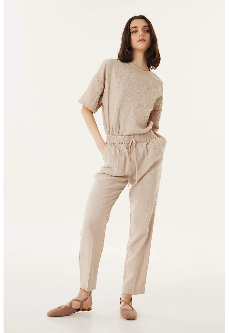 Pantaloni jogger cu snur, Maro deschis