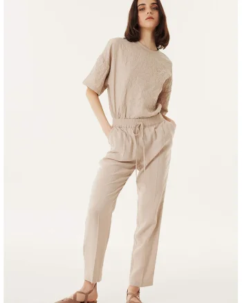 Pantaloni jogger cu snur, Maro deschis