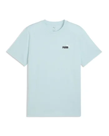Tricou de bumbac cu decolteu la baza gatului si logo brodat Essentials 2, Albastru glaciar