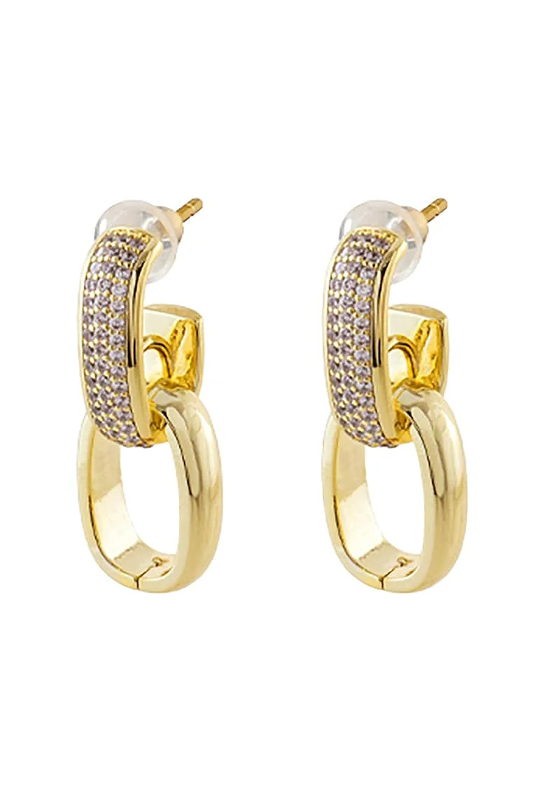 Cercei placati cu aur de 18K si decorati cu zirconia, Auriu