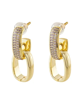 Cercei placati cu aur de 18K si decorati cu zirconia, Auriu