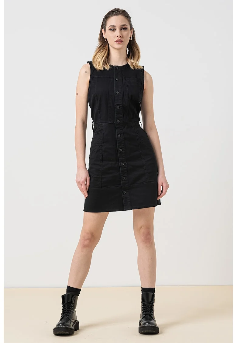 Rochie mini cu nasturi, Negru