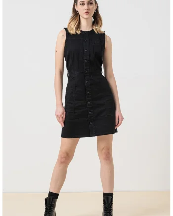 Rochie mini cu nasturi, Negru